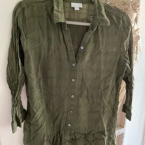 J. Jill Forest Green Plaid Shirt